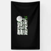 Golfer Swing Sweat zoekt bal Spandoek (Verticaal)