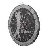 Golfer Swinging Club Black Gray Golf Personalizeer Dartbord (Voorkant Rechts)