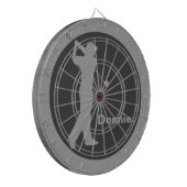 Golfer Swinging Club Black Gray Golf Personalizeer Dartbord (Voorkant Links)