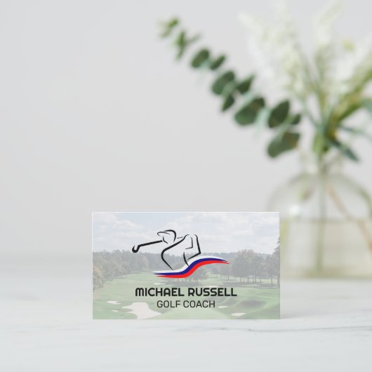 Golfer Swinging Club | Golf Course Visitekaartje (Staand voorkant)