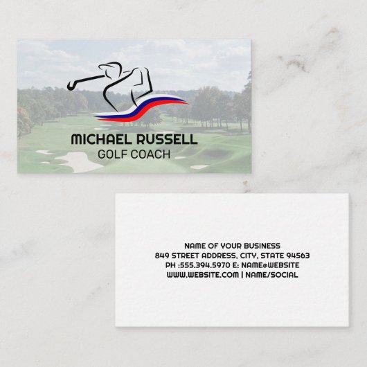 Golfer Swinging Club | Golf Course Visitekaartje (Voorkant / Achterkant)