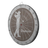 Golfer Swinging Club Gray Brown Golf gepersonalise Dartbord (Voorkant Rechts)
