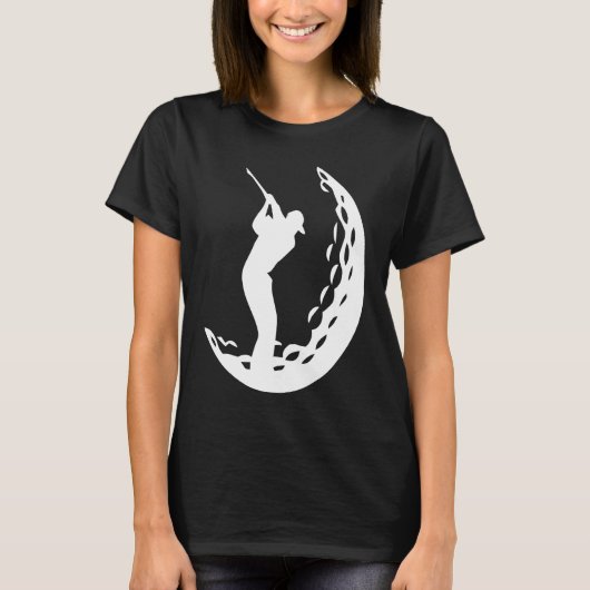 Golfer Swinging Golf Club in Golf Ball Silhouette T-shirt (Voorkant)