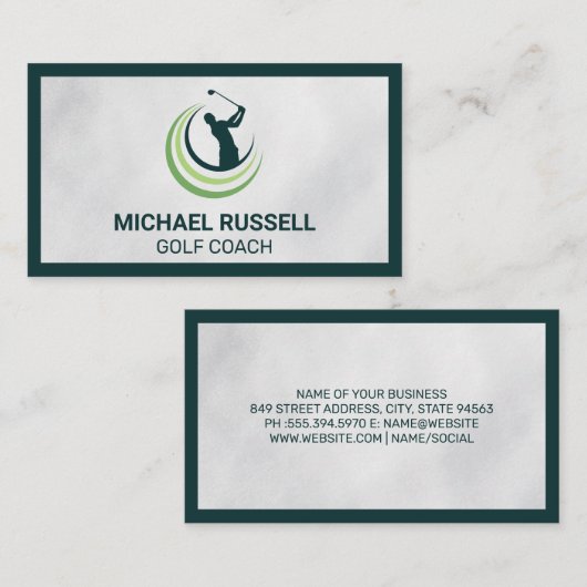 Golfer Swinging Golf Club Visitekaartje (Voorkant / Achterkant)