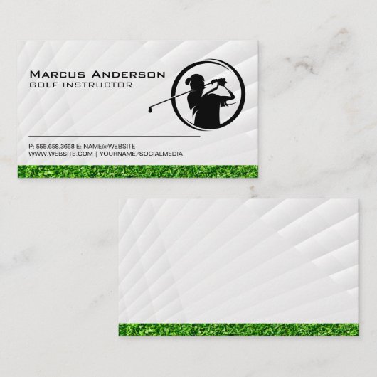 Golfer Swinging Logo | Gras Visitekaartje (Voorkant / Achterkant)