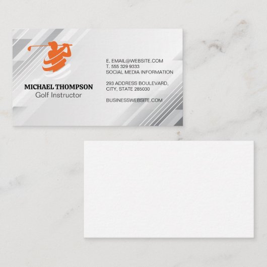 Golfer Swinging Logo | instructeur Visitekaartje (Voorkant / Achterkant)