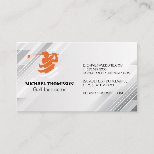 Golfer Swinging Logo | instructeur Visitekaartje (Voorkant)