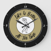 Golfer T-shirt Time Humor Funny Golf Sport Black G Grote Klok (Voorkant)