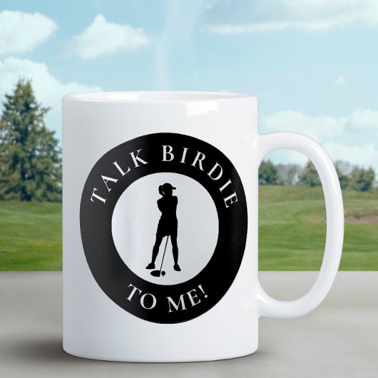 Golfer Talk Birdie voor mij Funny Humor Cute Black Koffiemok