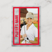 Golfer Trading Kaart | Toernooi Souvenir | Rood Contactkaartje (Voorkant)