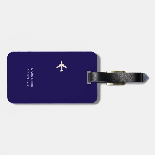 Golfer Traveller Monogram Blauw Bagagelabel (Achterkant horizontaal)