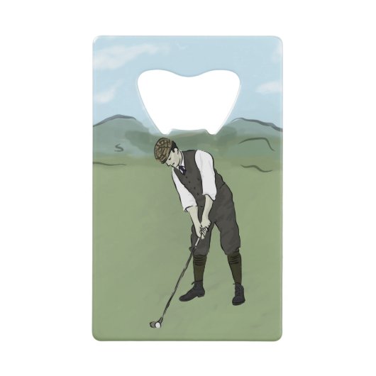 Golfer V1 Art Creditkaart Flessenopener (Voorkant)