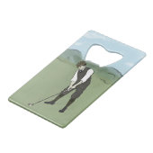 Golfer V1 Art Creditkaart Flessenopener (Voorkant Gekanteld)