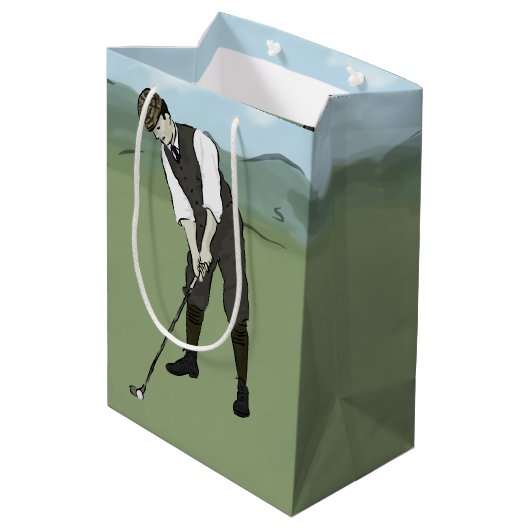  Golfer V1 Art Medium Cadeauzakje (Achterkant Gekanteld)