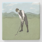  Golfer V1 Art Stenen Onderzetter (Voorkant)