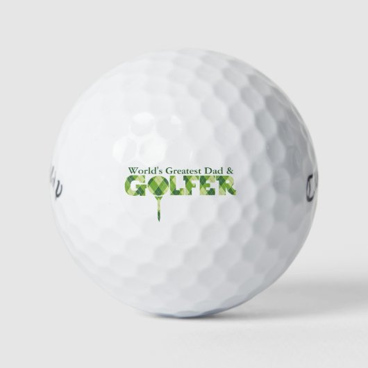 Golfer vader groen geruite gift golf ballen (Voorkant)