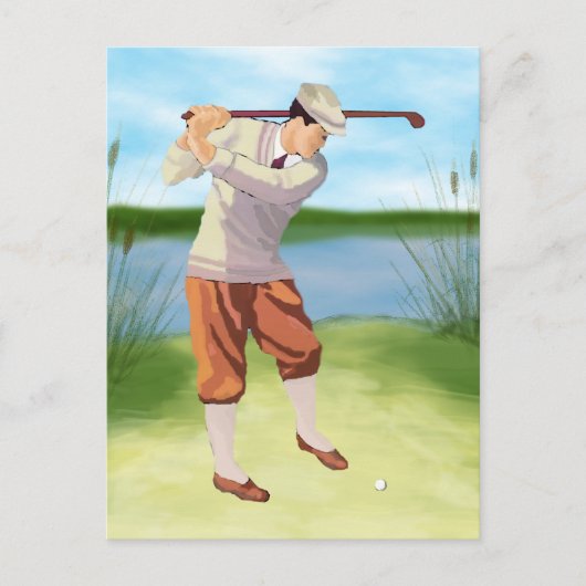 Golfer van de Riverbank Briefkaart (Voorkant)