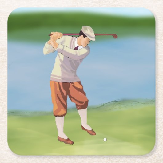  Golfer van de Riverbank Kartonnen Onderzetters (Voorkant)