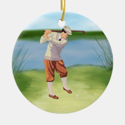 Golfer van de Riverbank Keramisch Ornament (Voorkant)