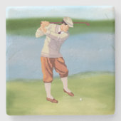  Golfer van de Riverbank Stenen Onderzetter (Voorkant)