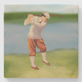  Golfer van de Riverbank Stenen Onderzetter (Voorkant)