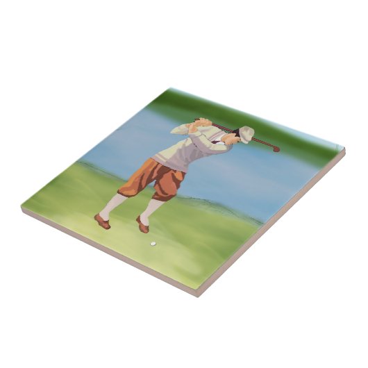 Golfer van de Riverbank Tegeltje (Zijkant)