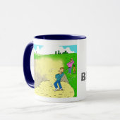 Golfer vast in een zandbak mok (Voorkant links)