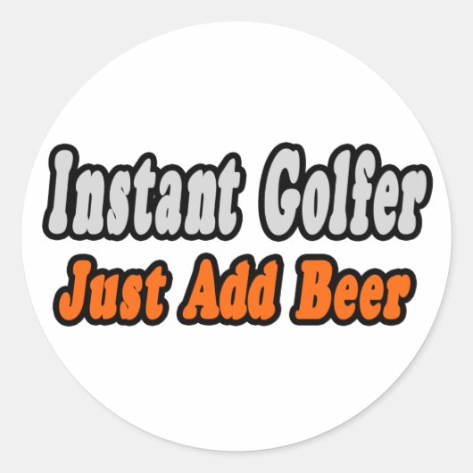 Golfer... voeg bier toe ronde sticker (Voorkant)
