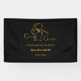 Golfer vrijgezellenfeest golfuitje Luxe Goud Spandoek