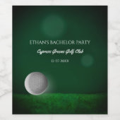 Golfer vrijgezellenfeest groene golfbal golfbaan wijn etiket (Enkel label)