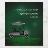 Golfer vrijgezellenfeest groene golfkar golfbaan wijn etiket (Enkel label)