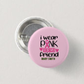 Golfer vrouw borstkanker bewustzijn roze naam ronde button 3,2 cm (Voorkant /achterkant)