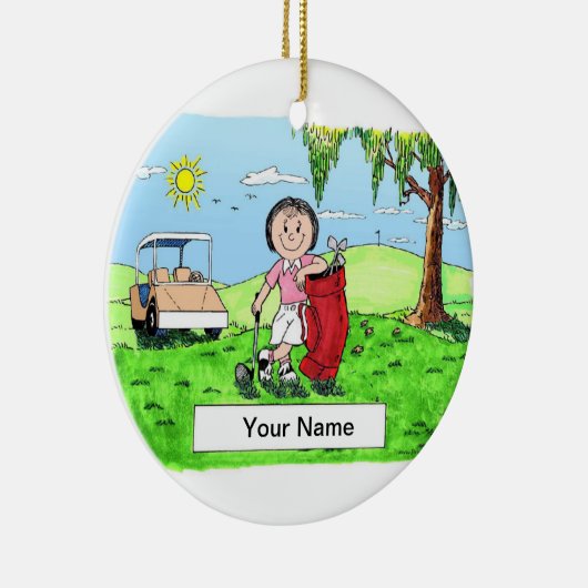 Golfer - Vrouw Keramisch Ornament (Rechts)