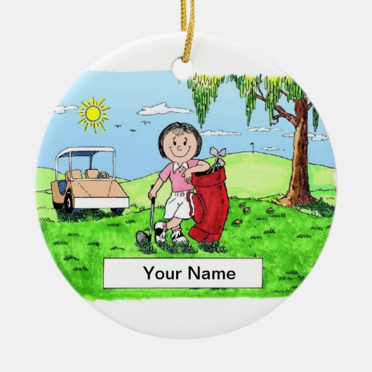 Golfer - Vrouw Keramisch Ornament (Voorkant)