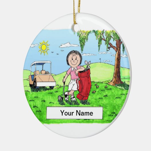 Golfer - Vrouw Keramisch Ornament (Links)