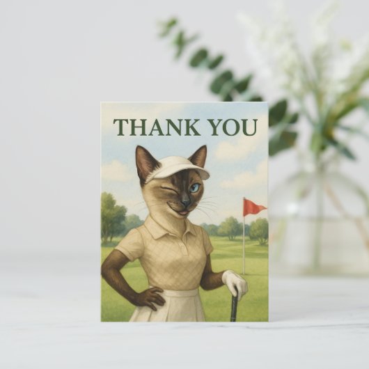 Golfer vrouw op de golfbaan Dank u Briefkaart (Staand voorkant)
