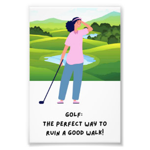 Golfer Vrouw op de golfbaan Fotoafdruk Foto Afdruk