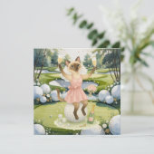 Golfer vrouw Save the Date Bruid Bachelorette Kaart (Staand voorkant)