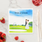 Golfer Wedding Bride en Groom op golfbaan Servet (Insitu)
