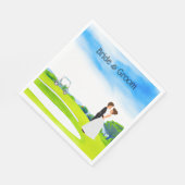 Golfer Wedding Bride en Groom op golfbaan Servet (Hoek)