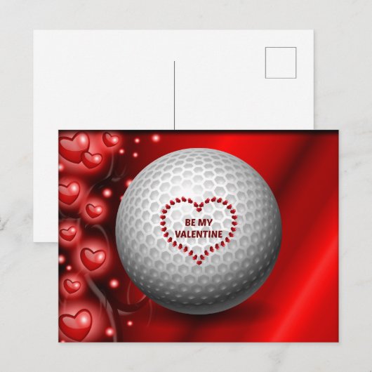 Golfer - Wees mijn Valentijn Briefkaart (Voorkant / Achterkant)