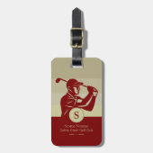 Golfer with Golf Club Elegant Red Bagagelabel (Voorkant verticaal)