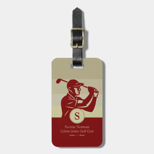 Golfer with Golf Club Elegant Red Bagagelabel (Voorkant verticaal)