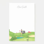 Golfer Woman is op groen gras op golfbaan Post-it® Notes (Voorkant)