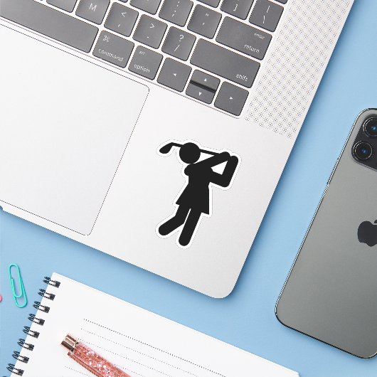 Golfer Women's Golf Symbool Sport Sticker (Laptop met iPhone)