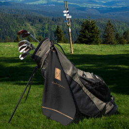 Golfer zwart goud moderne monogrammed naam elegant golfhanddoek