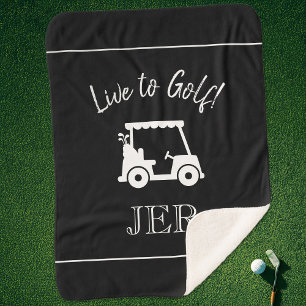 Golfer   Zwarte Golfkar Monogram Sporttas Sherpa Deken
