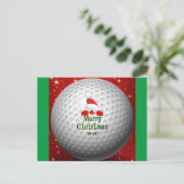 Golferkerstman, "prettige kerst"-groeten briefkaart (Staand voorkant)