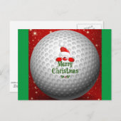 Golferkerstman, "prettige kerst"-groeten briefkaart (Voorkant / Achterkant)