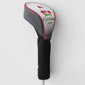 Golferkerstman, "prettige kerst"-groeten golfheadcover (Schuin)